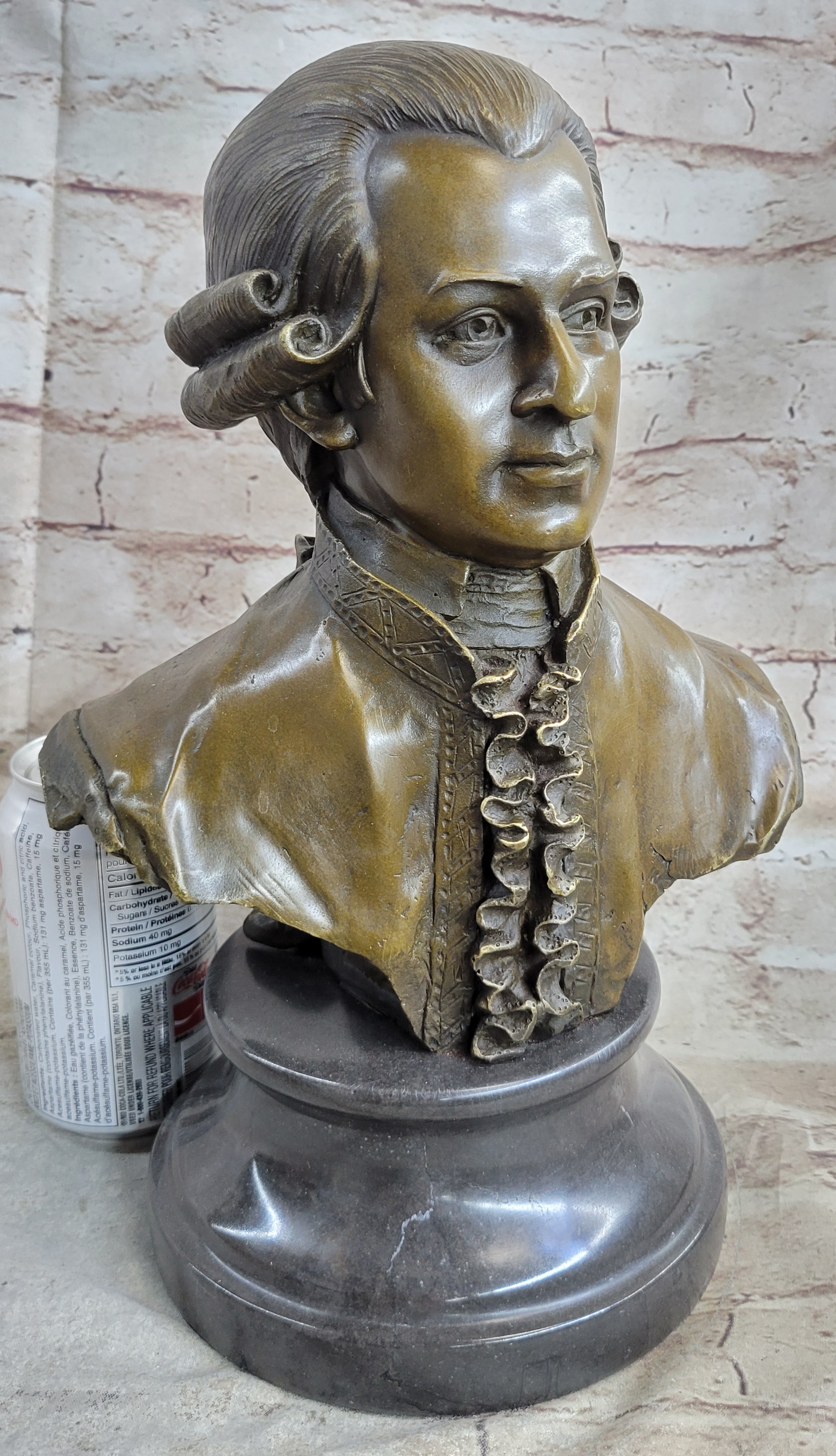 Bronze Sculpture Mozart Head Bust Art Deco Marble Base SALE