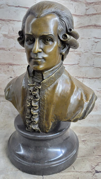 Bronze Sculpture Mozart Head Bust Art Deco Marble Base SALE
