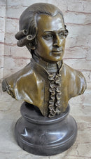 Bronze Sculpture Mozart Head Bust Art Deco Marble Base SALE