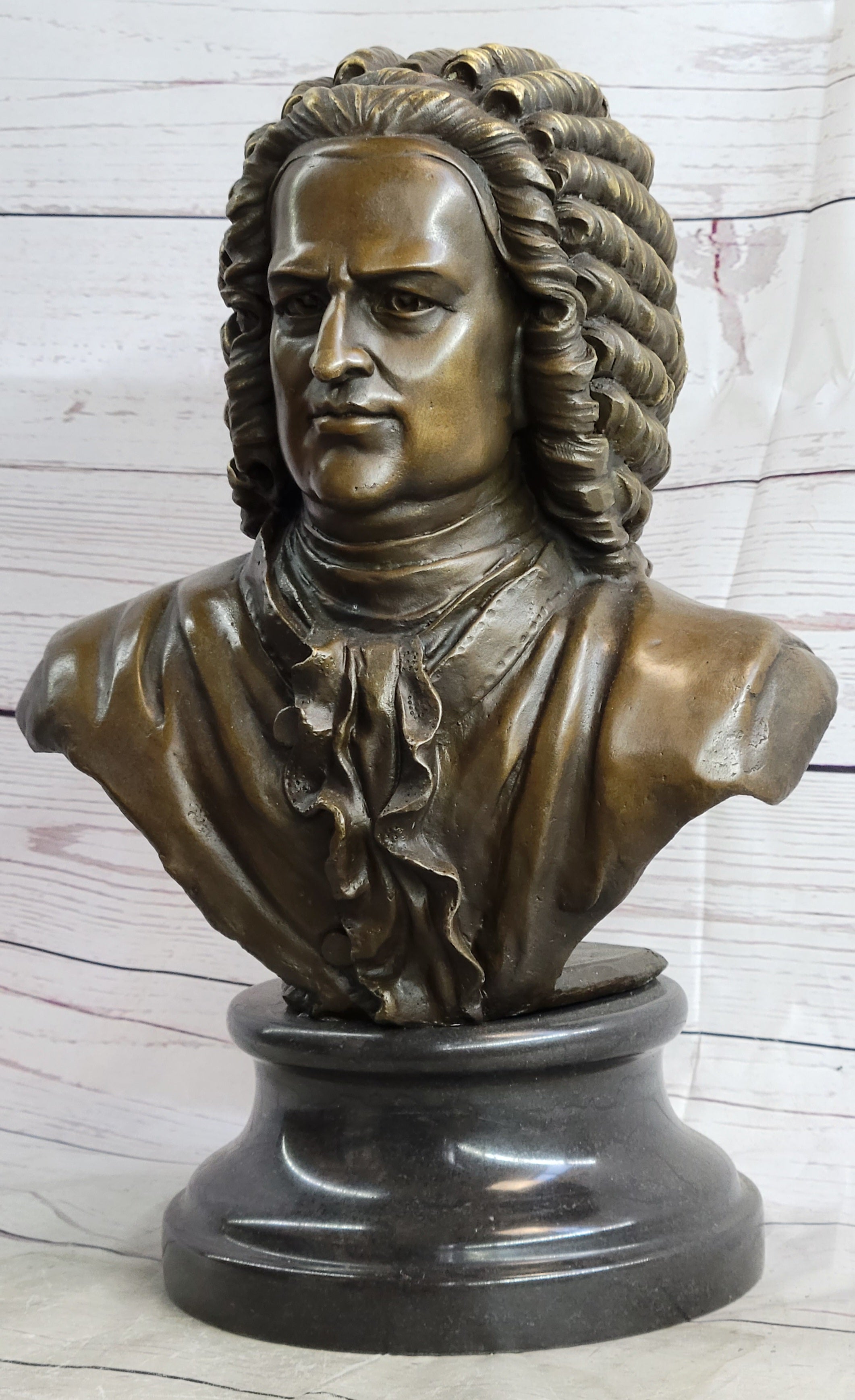 Johann Sebastian Bach Bronze Bust on Marble Base