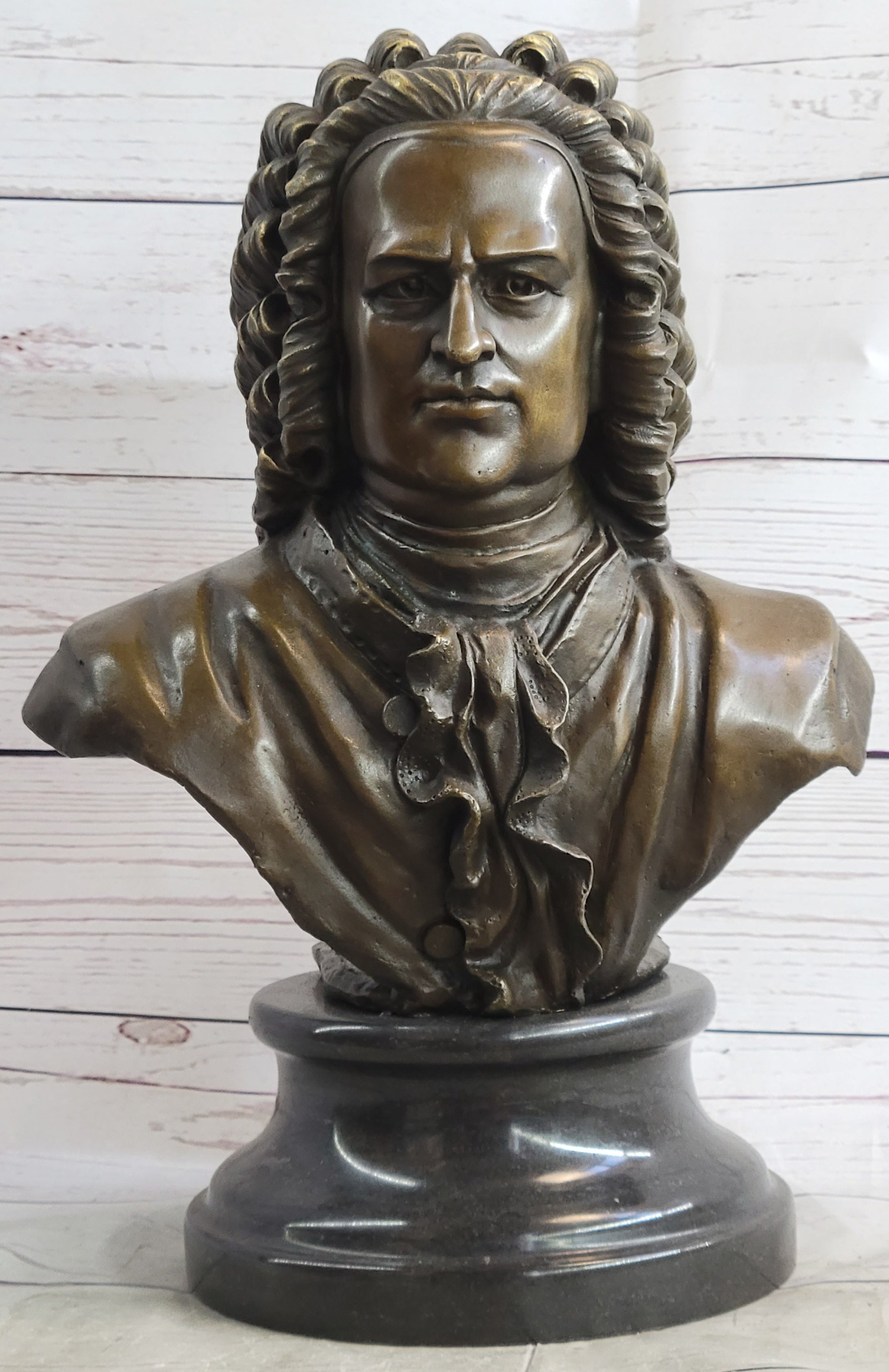 Johann Sebastian Bach Bronze Bust on Marble Base