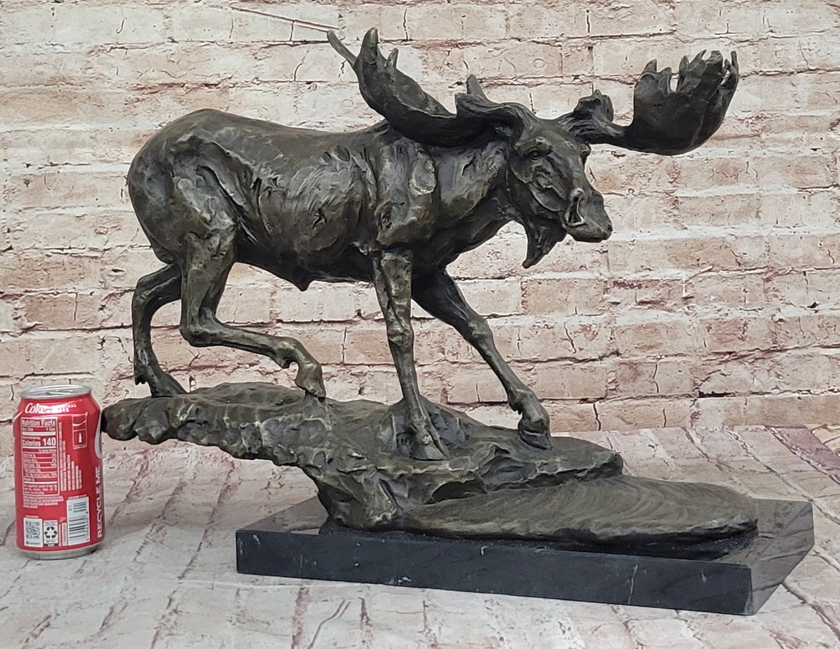Hot Cast Bronze Moose Stag Sculpture Signed Art