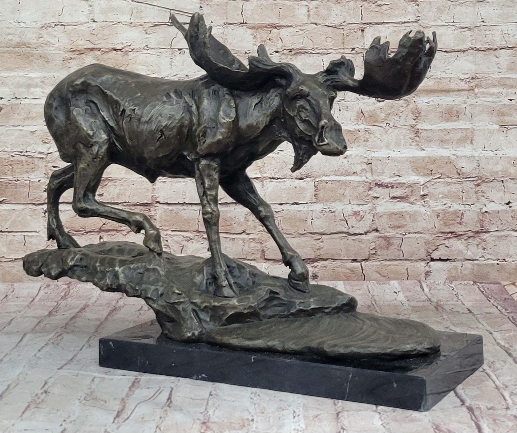 Hot Cast Bronze Moose Stag Sculpture Signed Art