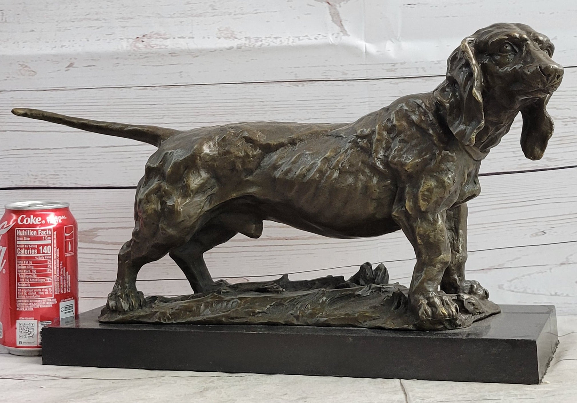 Basset Hound Art Deco Bronze Sculpture on Marble Base