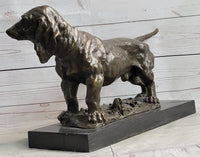 Basset Hound Art Deco Bronze Sculpture on Marble Base