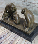 Barye “Monkey Family” Bronze Sculpture on Marble Base