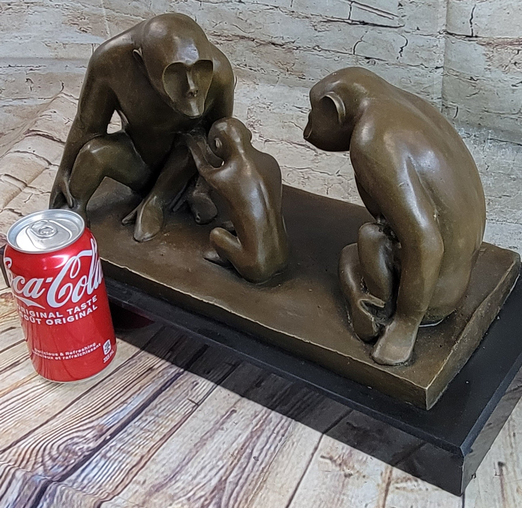 Barye “Monkey Family” Bronze Sculpture on Marble Base