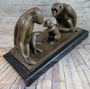 Barye “Monkey Family” Bronze Sculpture on Marble Base