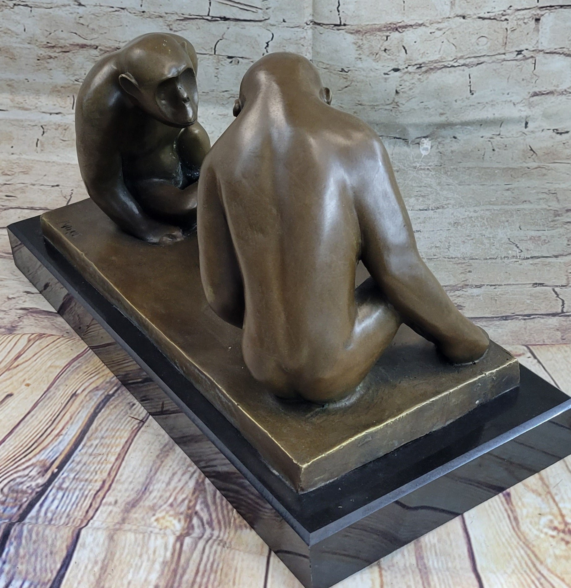 Barye “Monkey Family” Bronze Sculpture on Marble Base