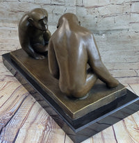 Barye “Monkey Family” Bronze Sculpture on Marble Base