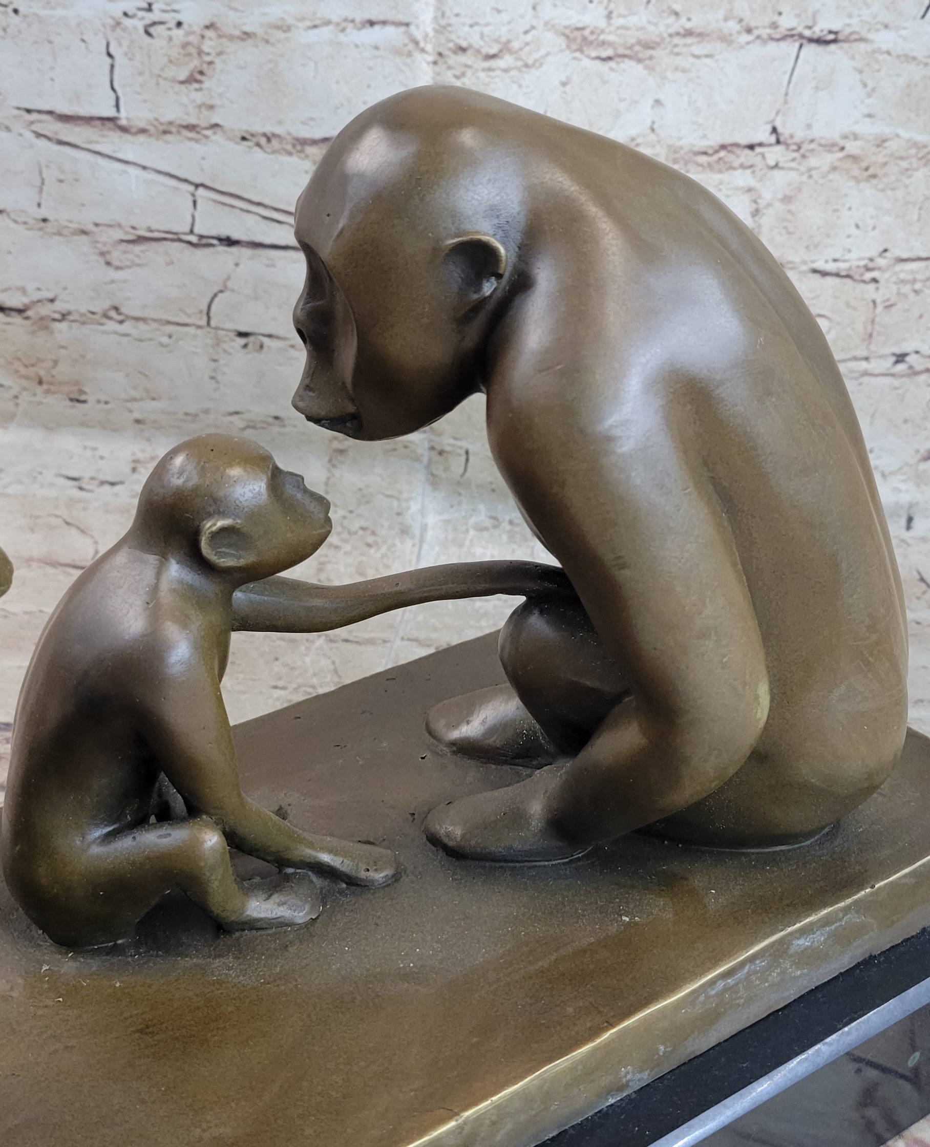 Barye “Monkey Family” Bronze Sculpture on Marble Base