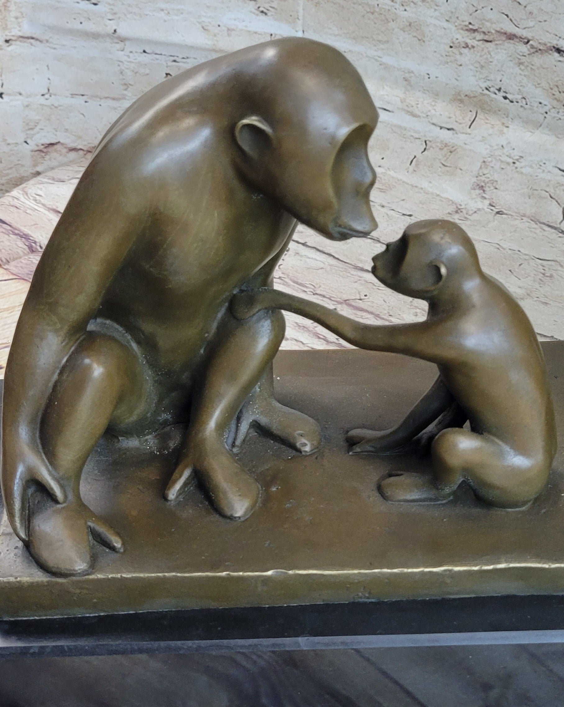 Barye “Monkey Family” Bronze Sculpture on Marble Base