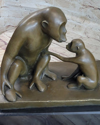 Barye “Monkey Family” Bronze Sculpture on Marble Base