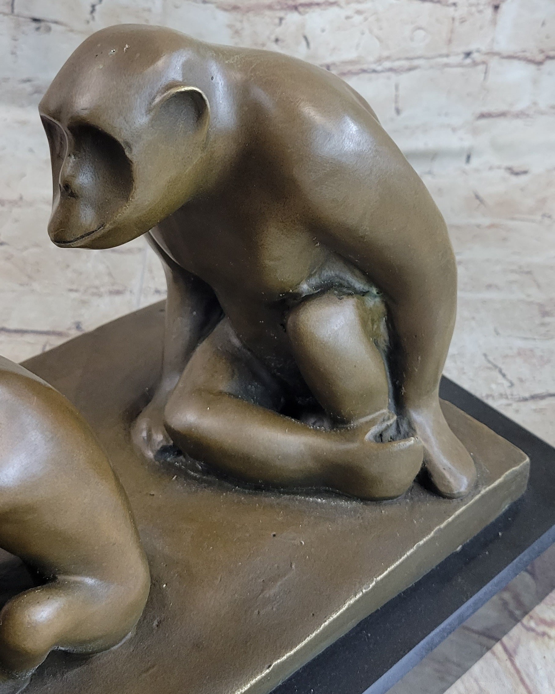 Barye “Monkey Family” Bronze Sculpture on Marble Base
