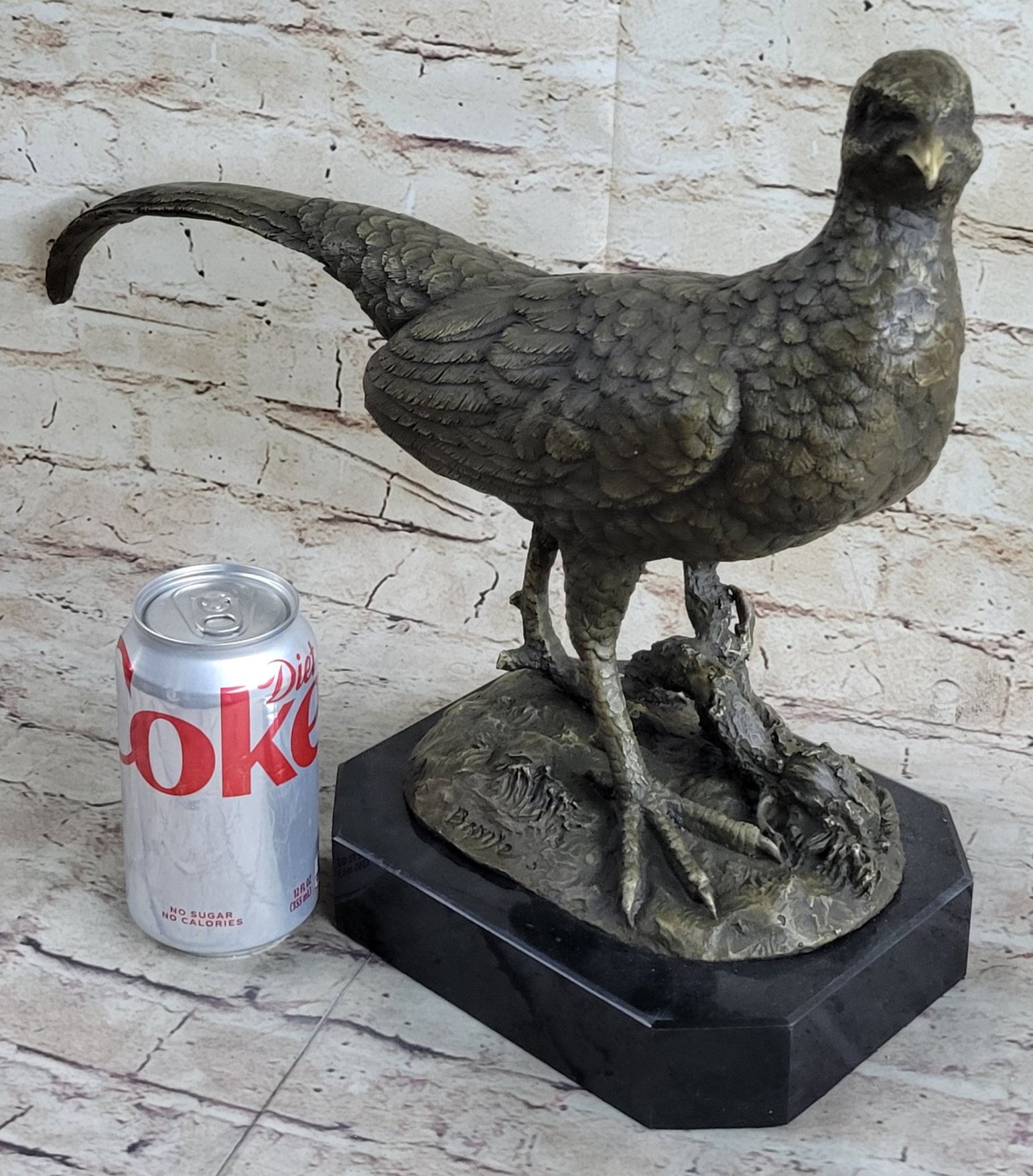Pheasant Grouse Game Bird Hunter Bronze Marble Sculpture