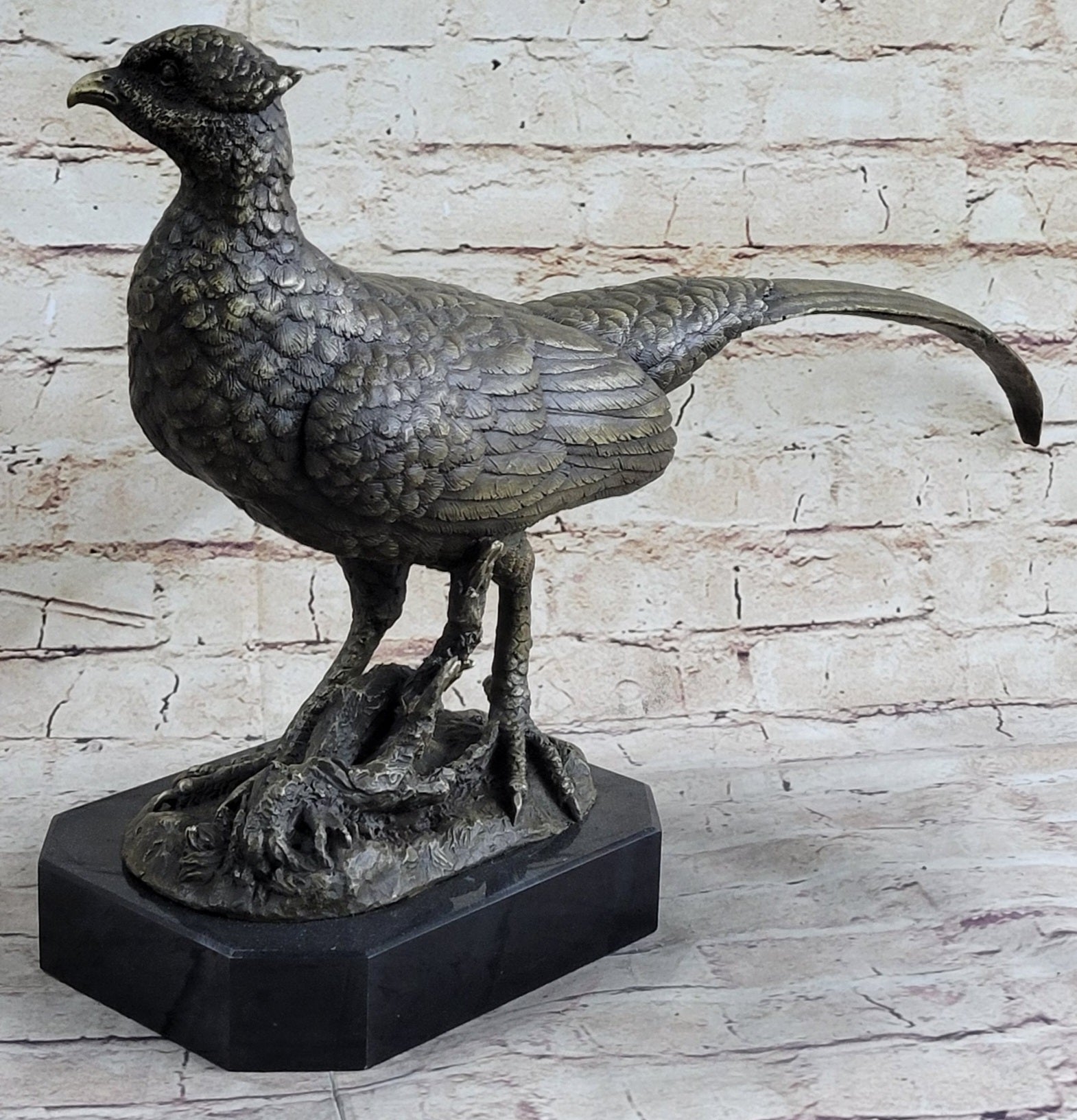 Pheasant Grouse Game Bird Hunter Bronze Marble Sculpture