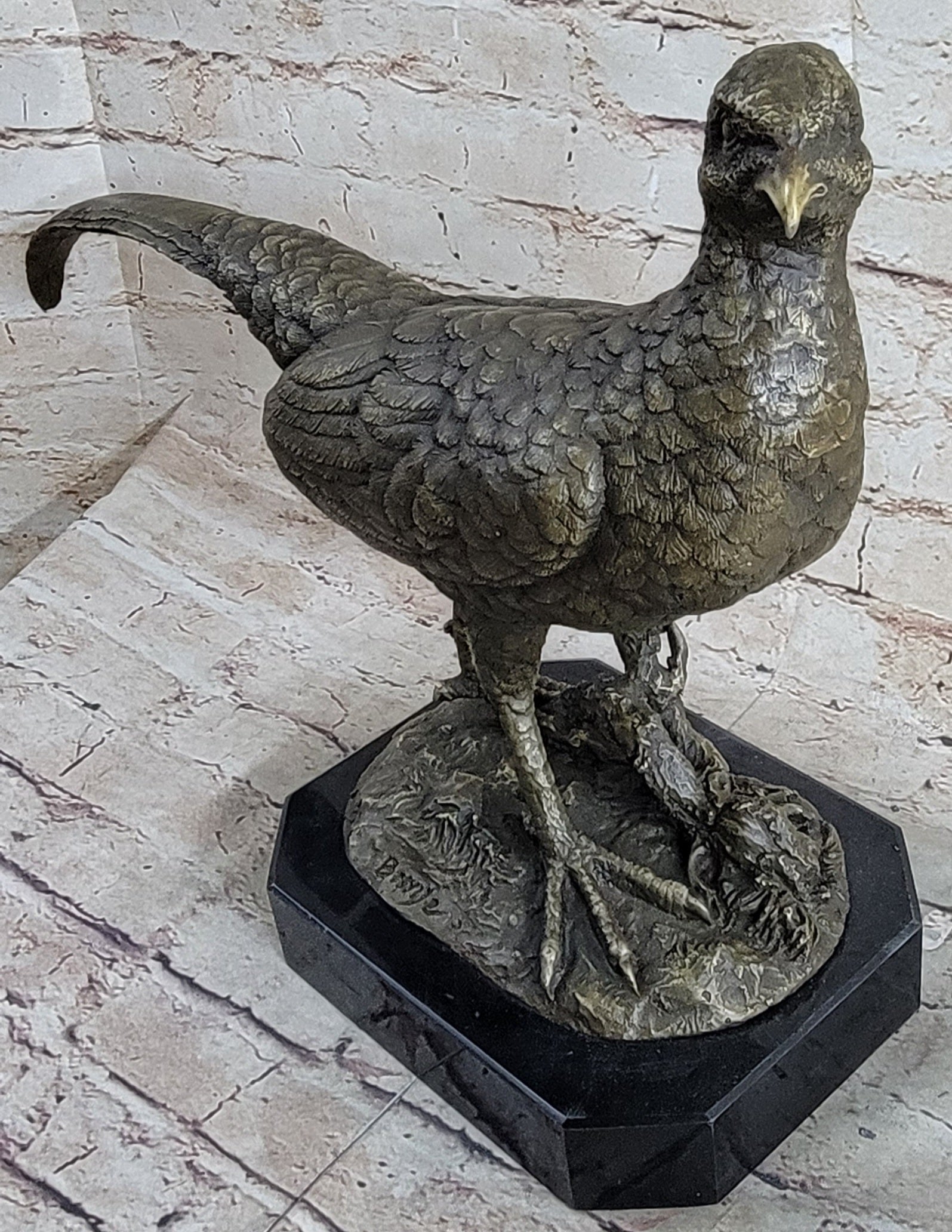 Pheasant Grouse Game Bird Hunter Bronze Marble Sculpture