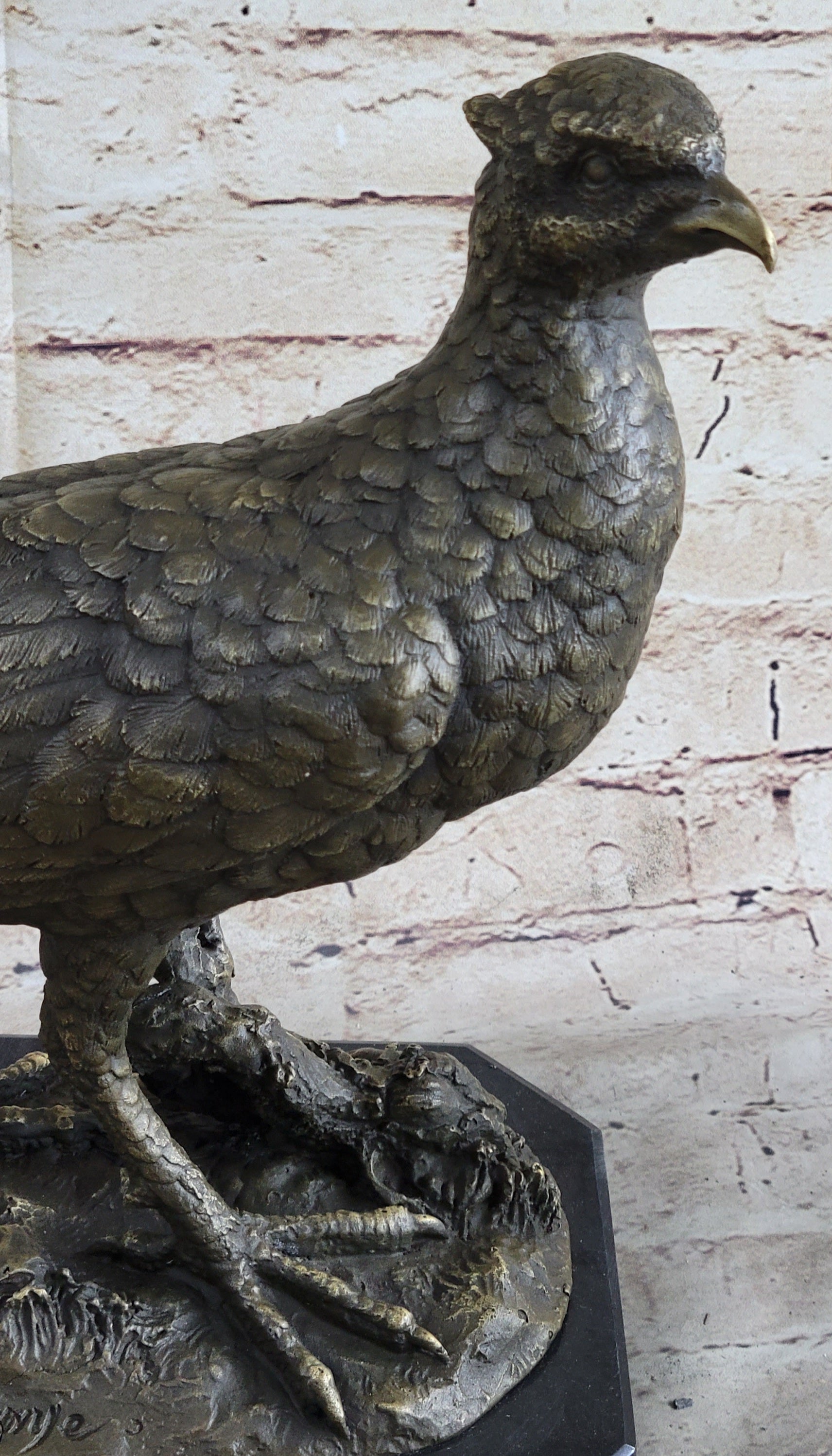 Pheasant Grouse Game Bird Hunter Bronze Marble Sculpture