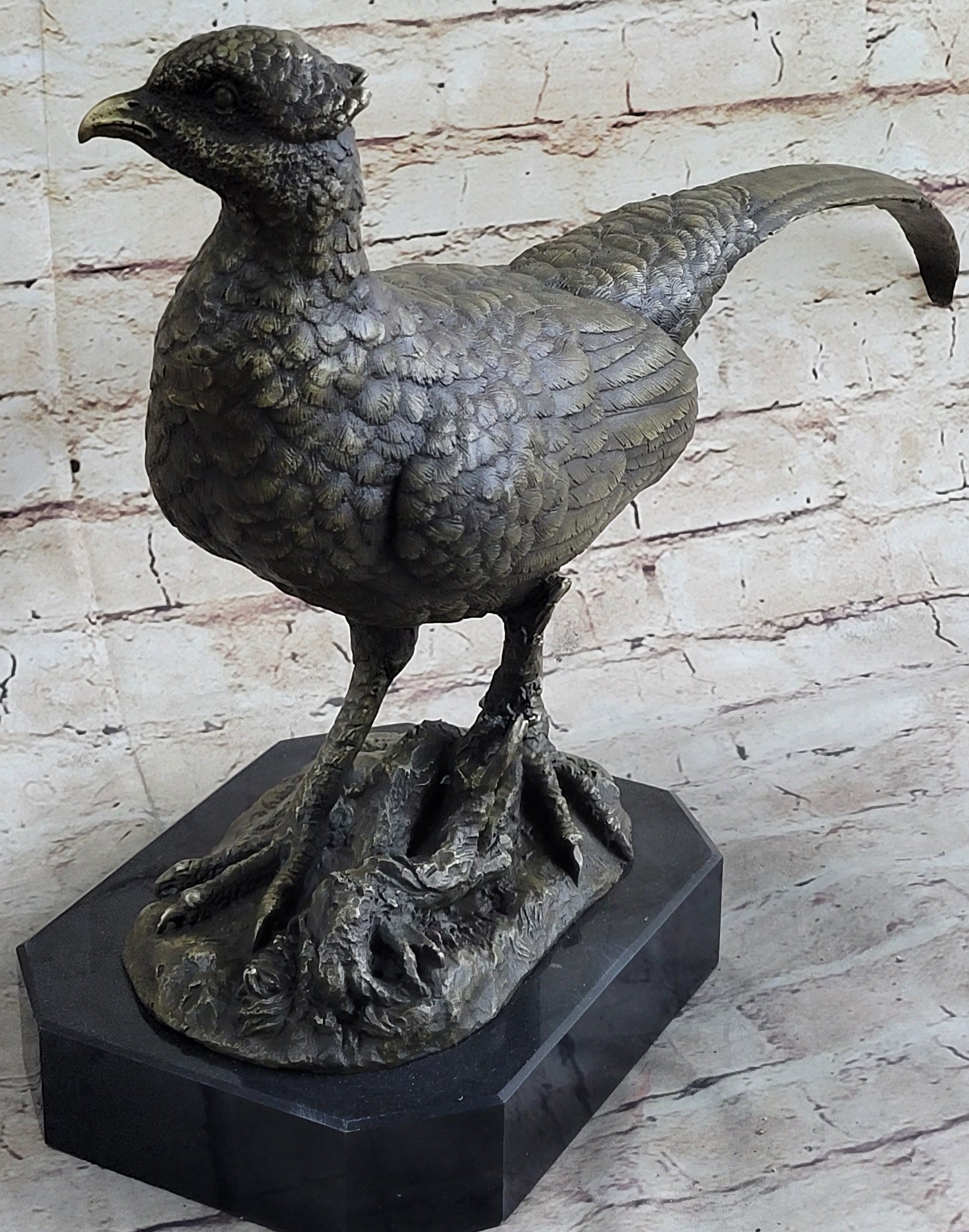 Pheasant Grouse Game Bird Hunter Bronze Marble Sculpture