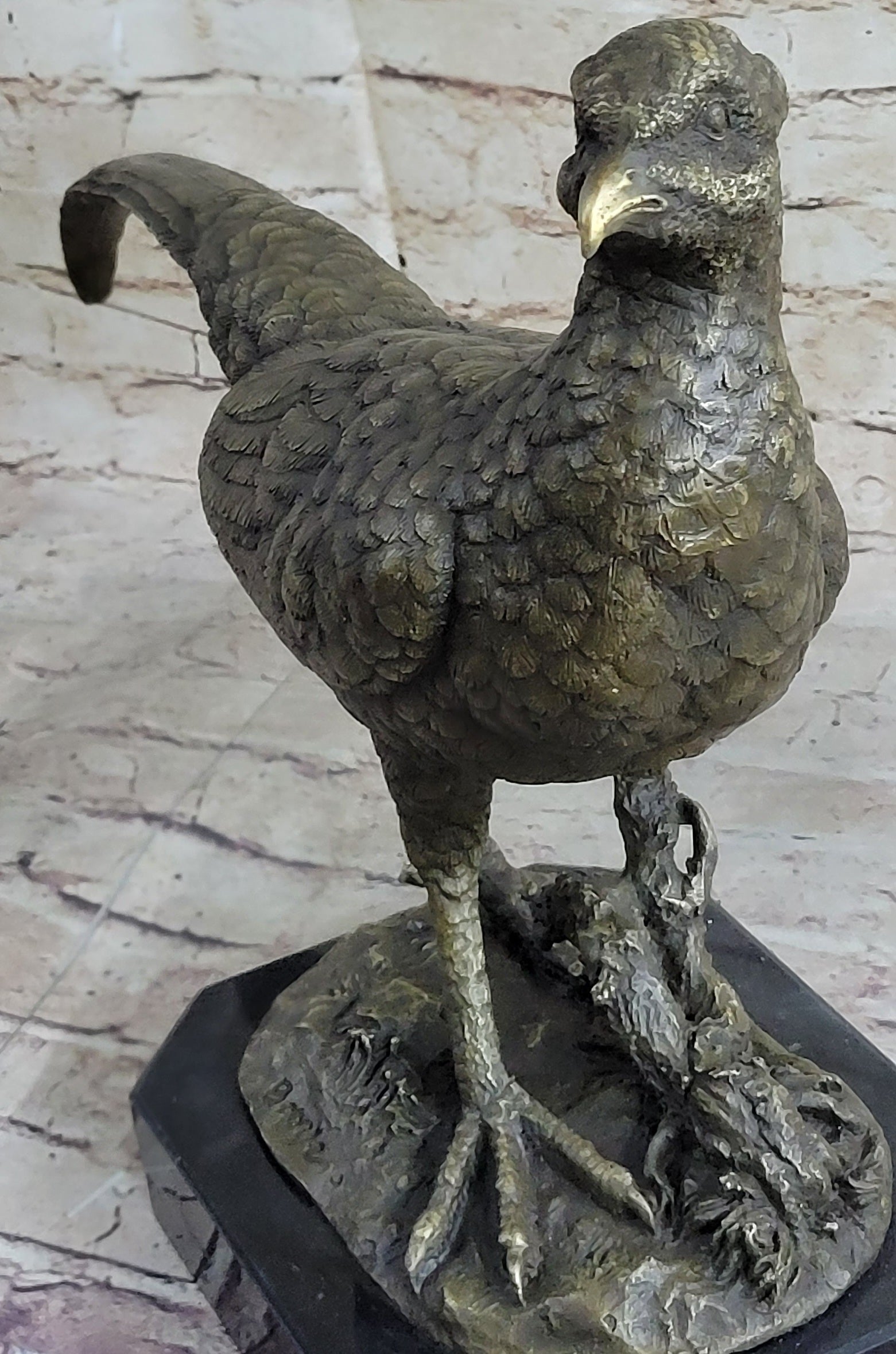 Pheasant Grouse Game Bird Hunter Bronze Marble Sculpture
