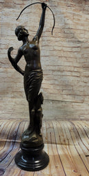 Artemis Diana Huntress with Bow and Hound Dog Bronze 35" x 13"