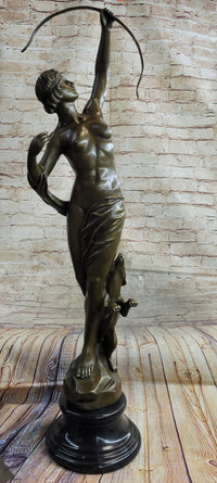 Artemis Diana Huntress with Bow and Hound Dog Bronze 35" x 13"