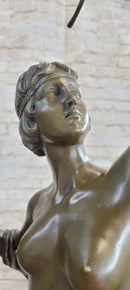 Artemis Diana Huntress with Bow and Hound Dog Bronze 35" x 13"