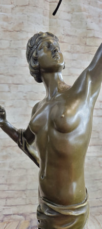 Artemis Diana Huntress with Bow and Hound Dog Bronze 35" x 13"