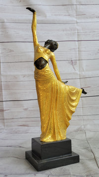 Chiparus Arabesque Dancer Gold Patina Bronze Art Deco Figure