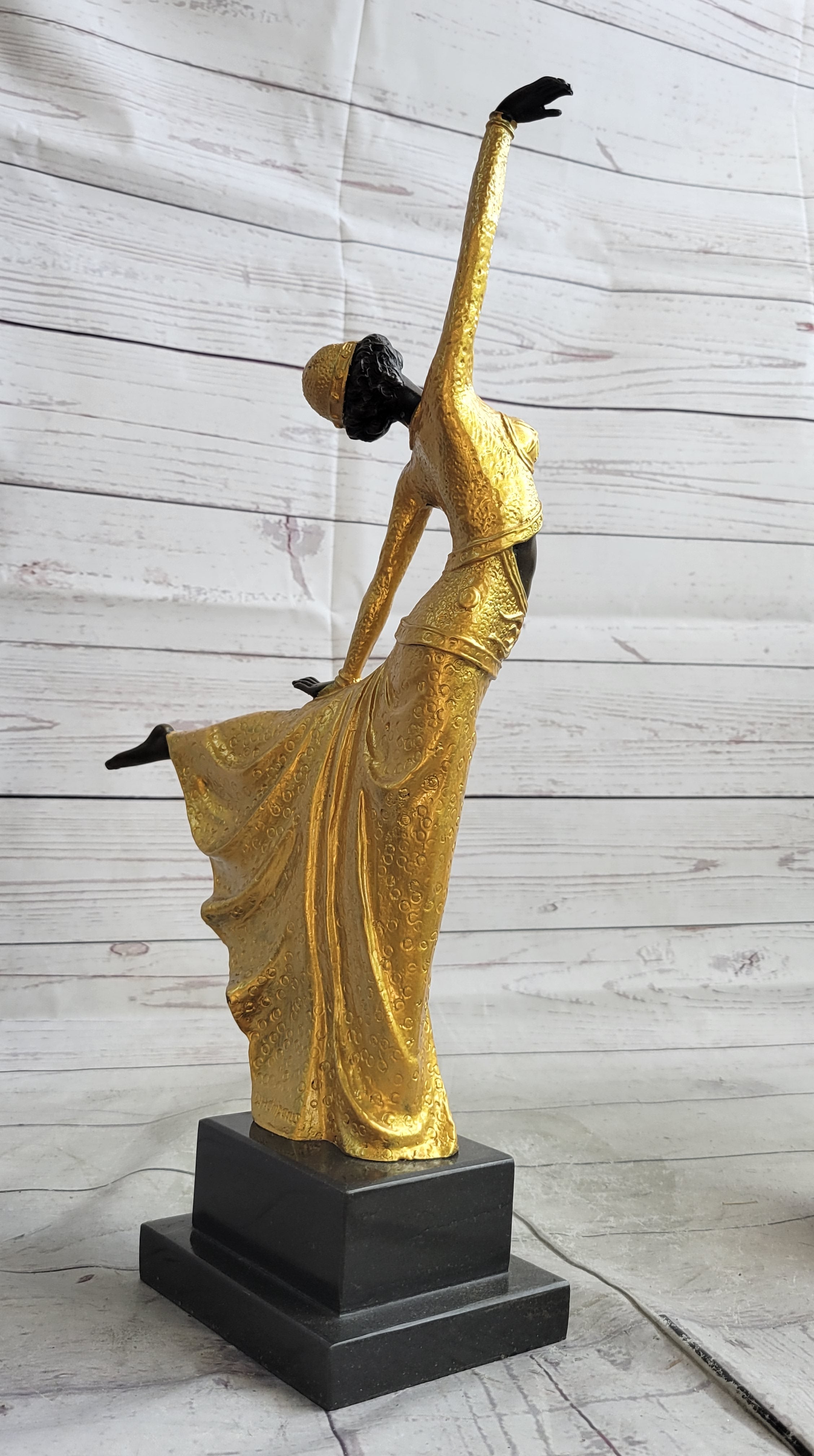 Chiparus Arabesque Dancer Gold Patina Bronze Art Deco Figure