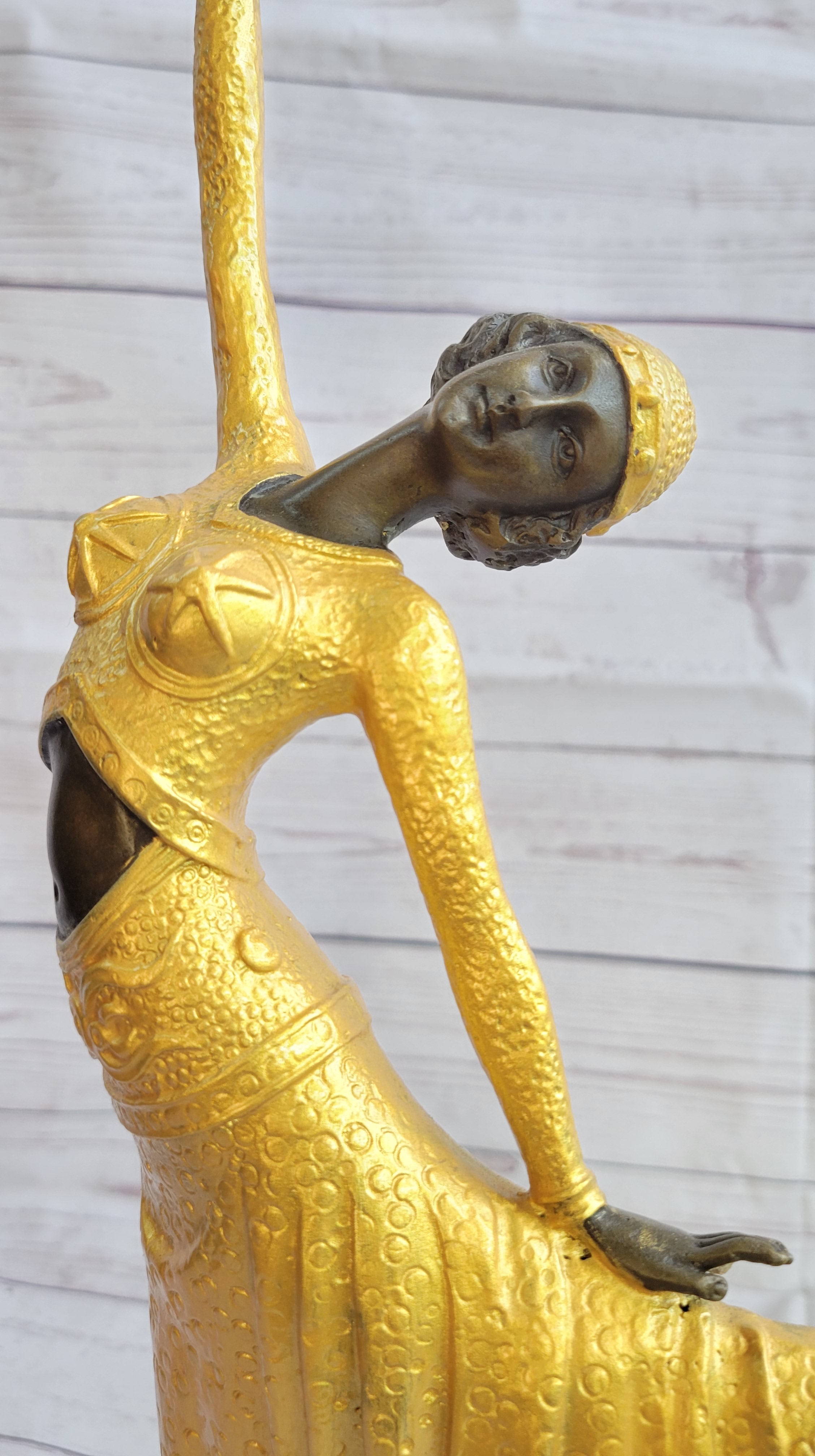 Chiparus Arabesque Dancer Gold Patina Bronze Art Deco Figure