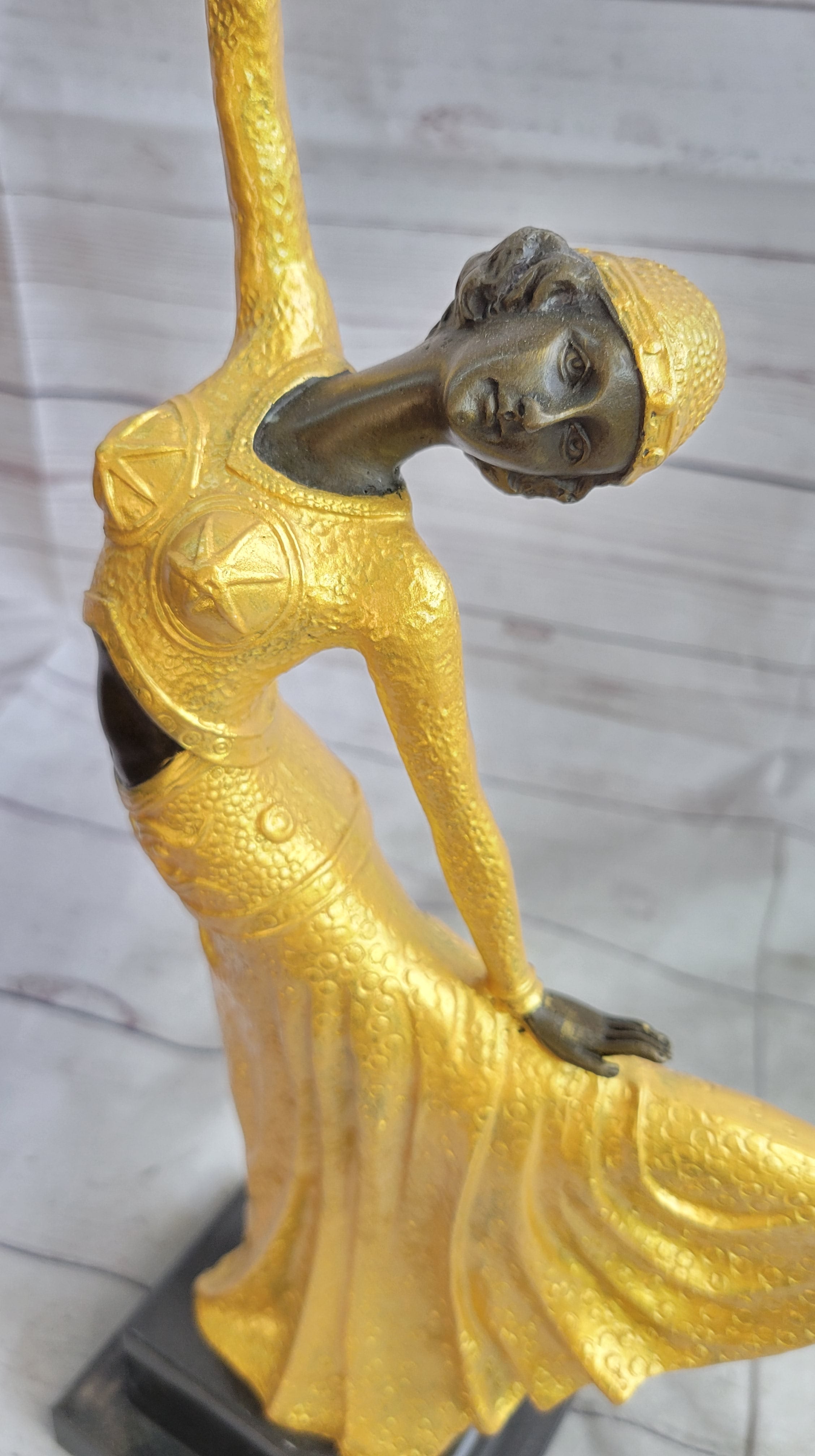 Chiparus Arabesque Dancer Gold Patina Bronze Art Deco Figure