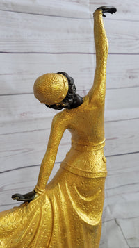 Chiparus Arabesque Dancer Gold Patina Bronze Art Deco Figure