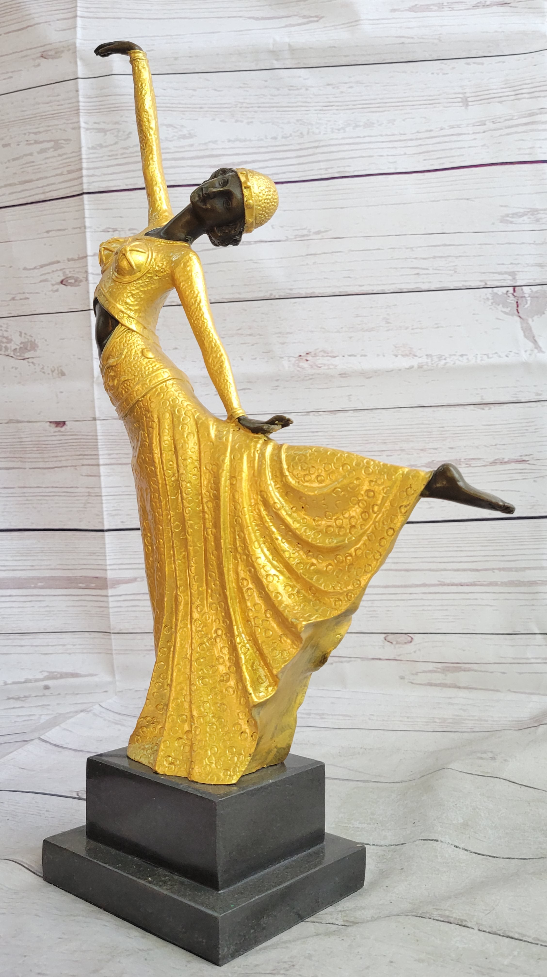 Chiparus Arabesque Dancer Gold Patina Bronze Art Deco Figure