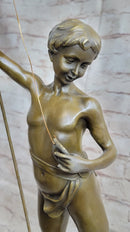 Art Taylor Nude Boy Holding Fish Bronze Sculpture Marble Base Figure