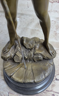 Art Taylor Nude Boy Holding Fish Bronze Sculpture Marble Base Figure