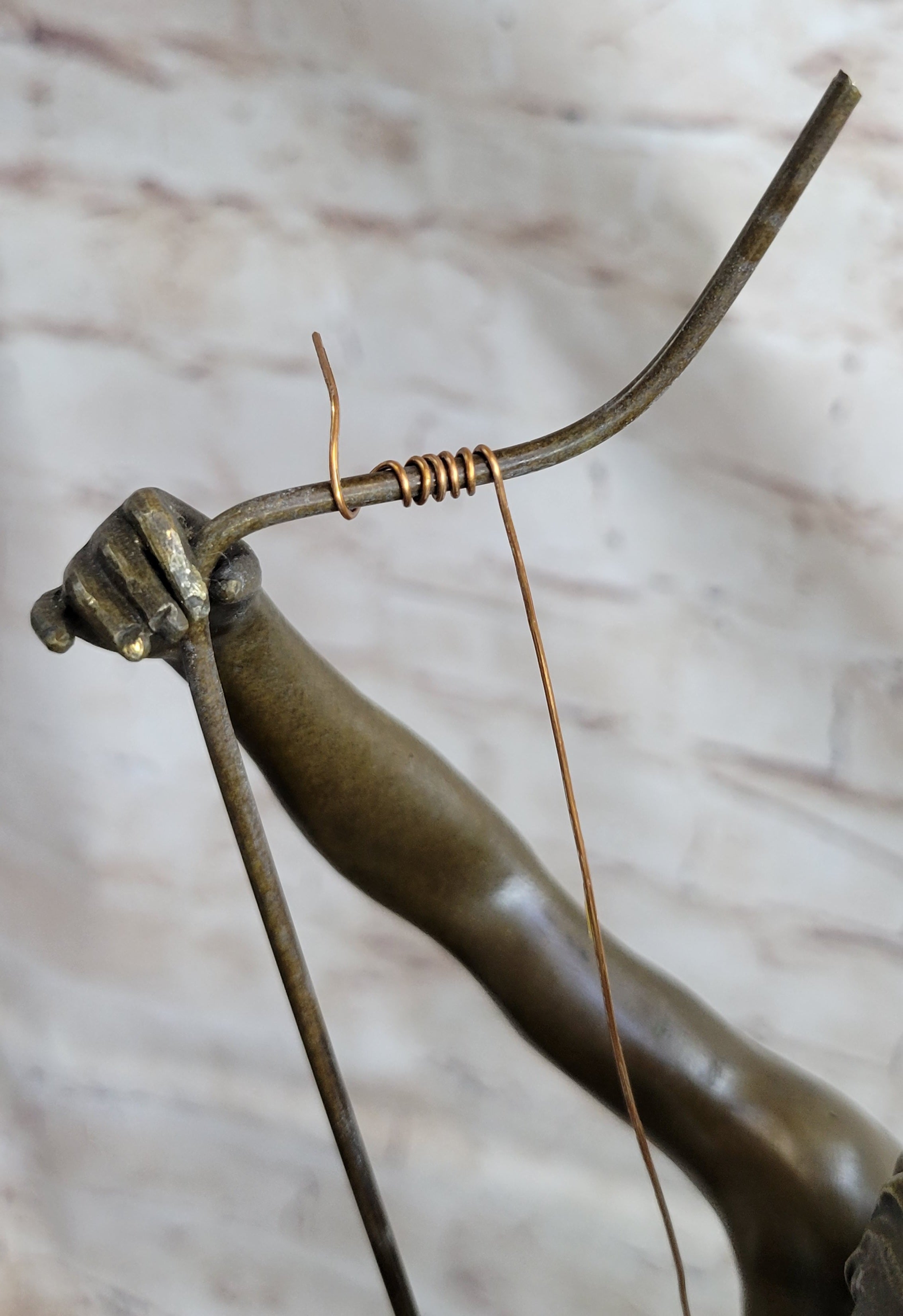 Art Taylor Nude Boy Holding Fish Bronze Sculpture Marble Base Figure