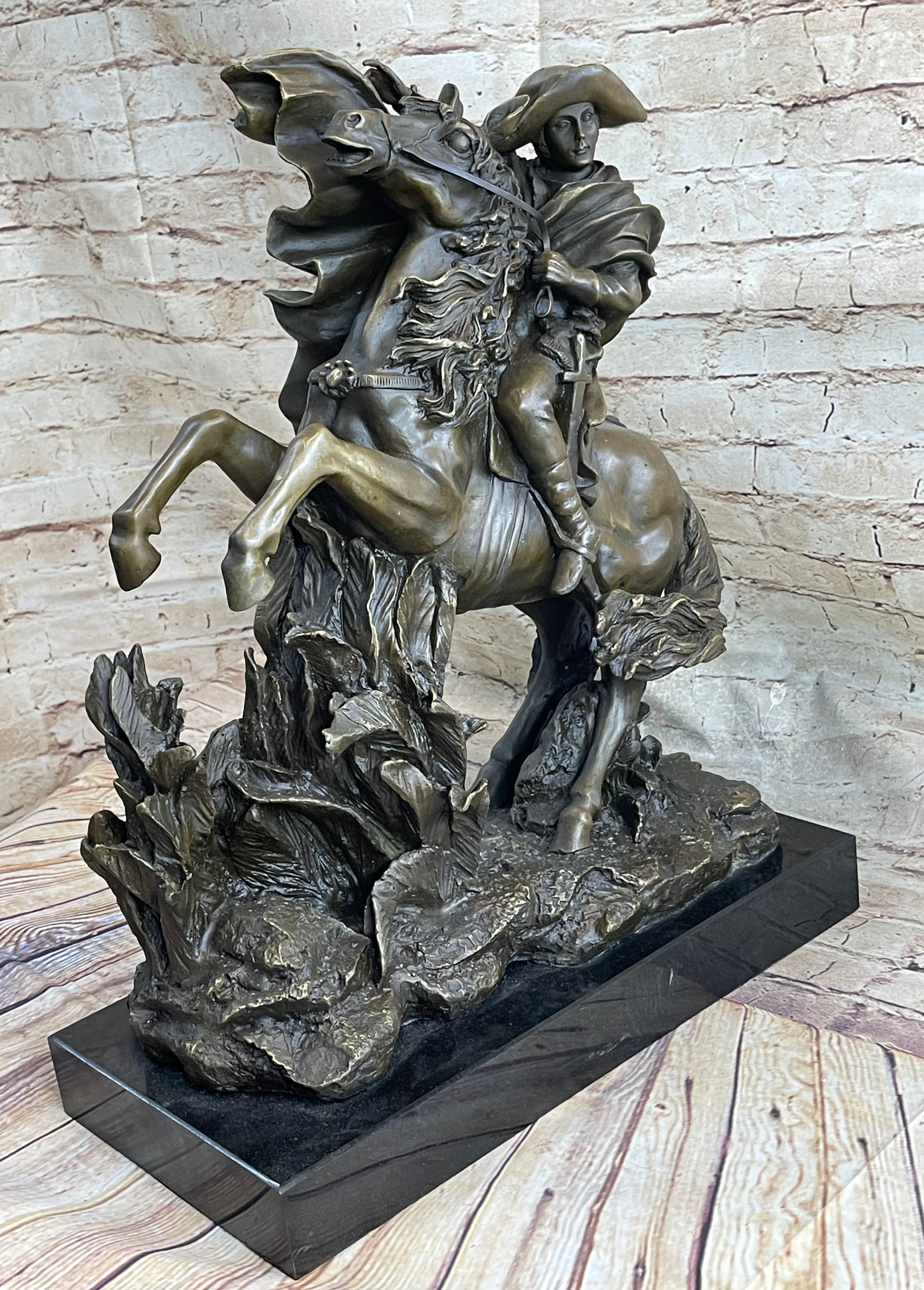 Napoleon Bonaparte Crossing the Alps Bronze Sculpture 20" x 16.5"