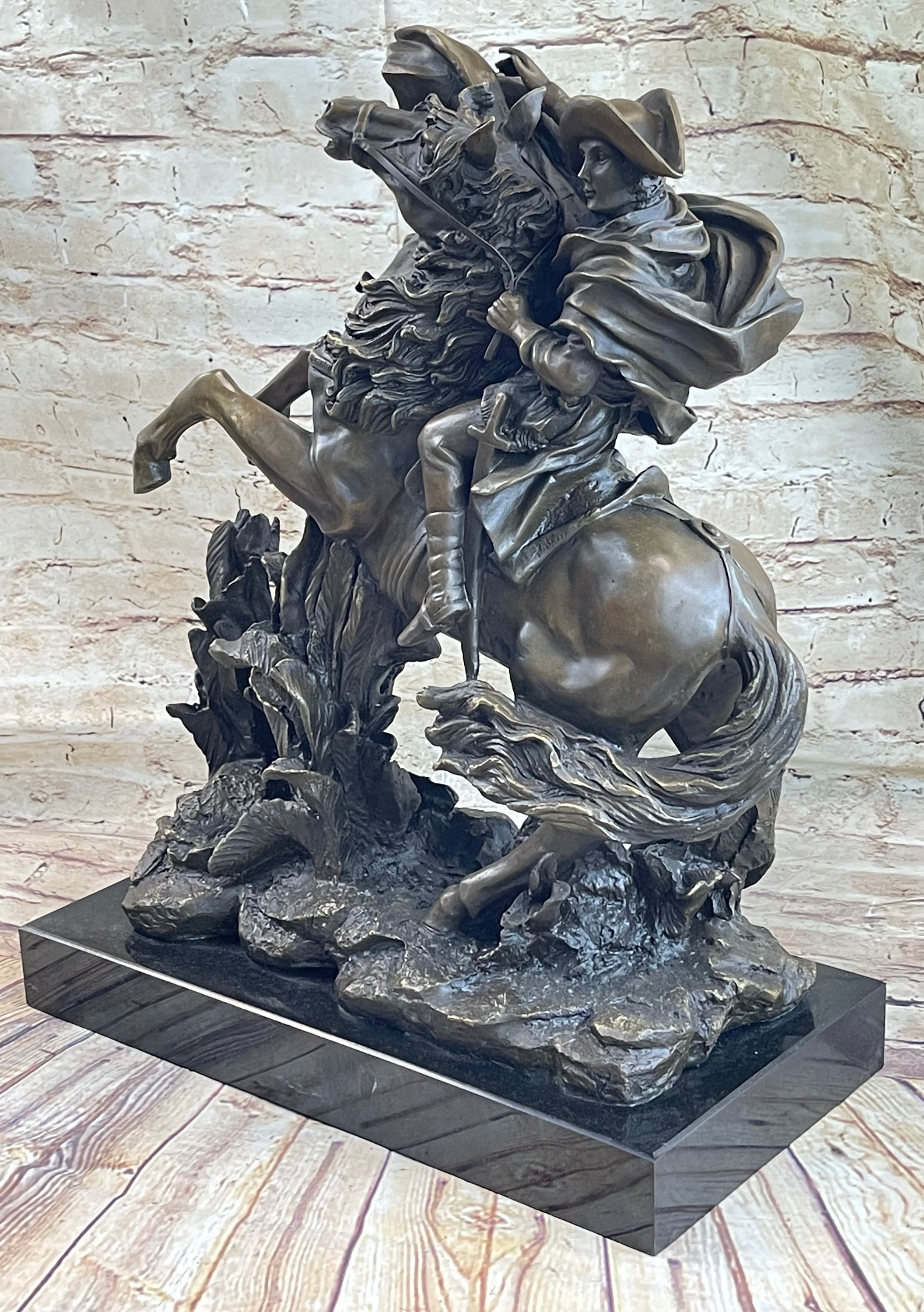 Napoleon Bonaparte Crossing the Alps Bronze Sculpture 20" x 16.5"