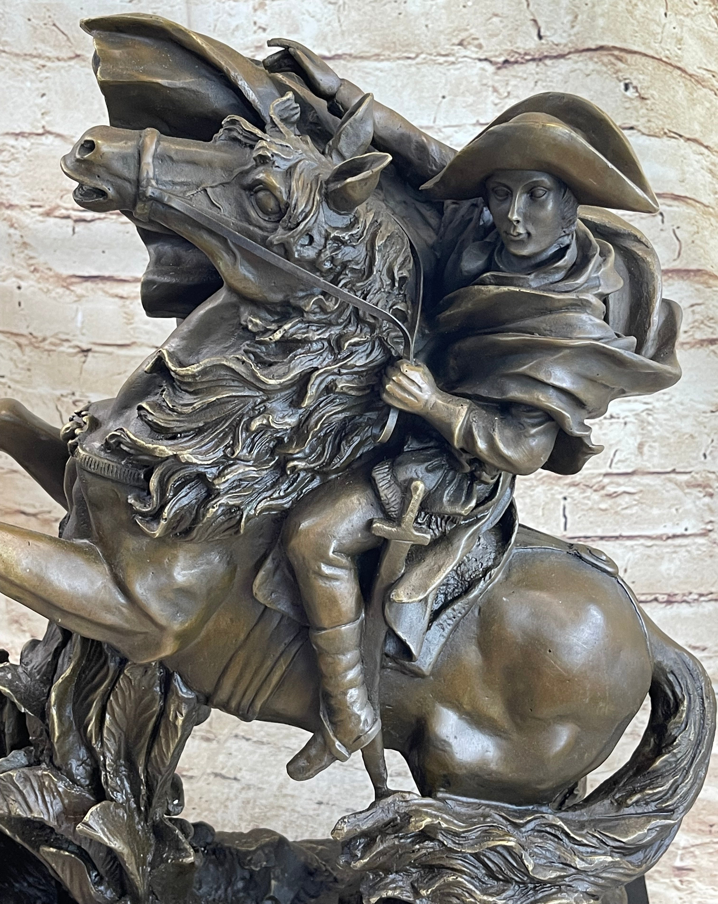 Napoleon Bonaparte Crossing the Alps Bronze Sculpture 20" x 16.5"