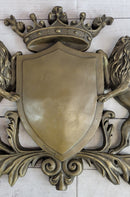 Coat of Arms Family Crest Lions Crown Bronze Wall Sculpture 13" x 16"