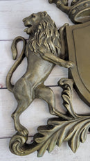 Coat of Arms Family Crest Lions Crown Bronze Wall Sculpture 13" x 16"