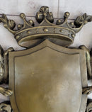 Coat of Arms Family Crest Lions Crown Bronze Wall Sculpture 13" x 16"
