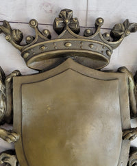 Coat of Arms Family Crest Lions Crown Bronze Wall Sculpture 13" x 16"