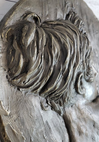 Art Nouveau Bronze Wall Hanging of Woman Profile 17" x 7"