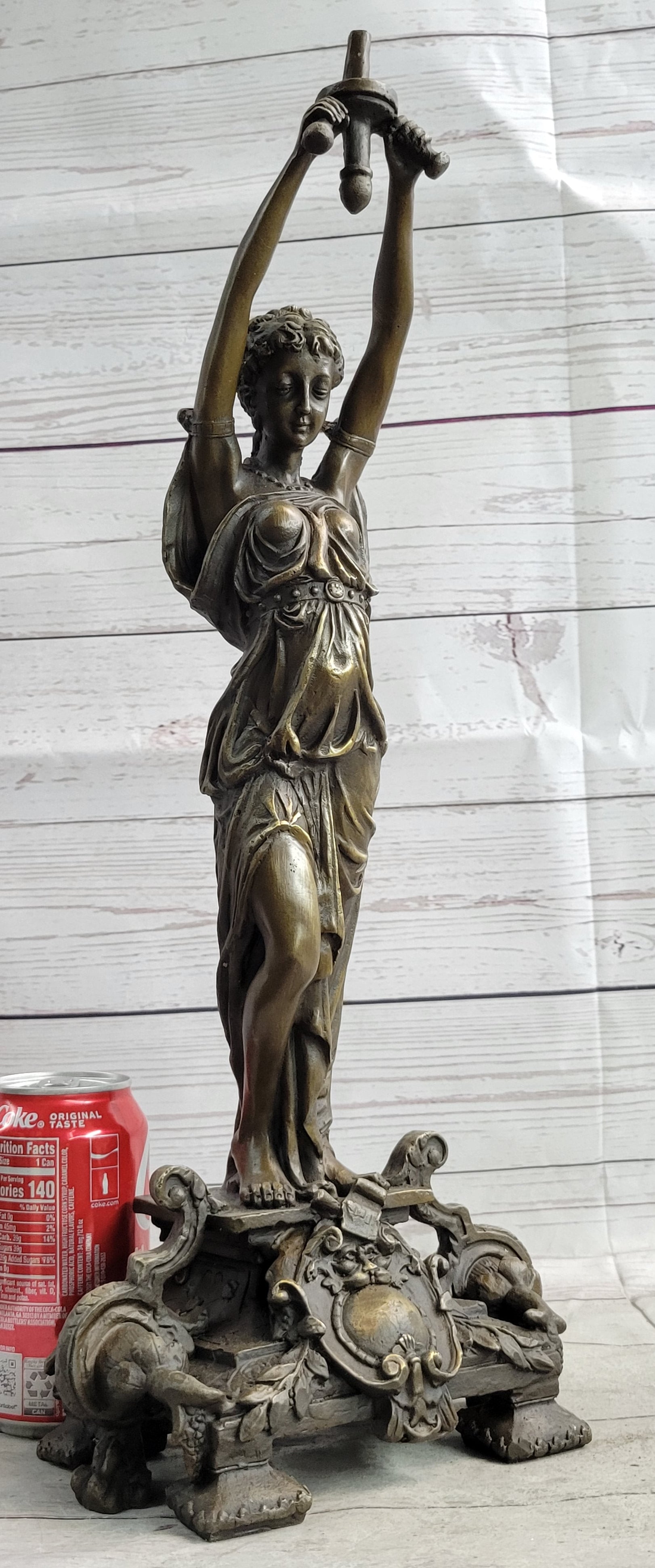 Hot Cast Bronze Sculpture of Greek Temple Priestess Holding Vessel