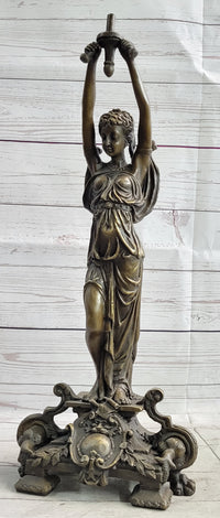 Hot Cast Bronze Sculpture of Greek Temple Priestess Holding Vessel