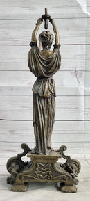 Hot Cast Bronze Sculpture of Greek Temple Priestess Holding Vessel