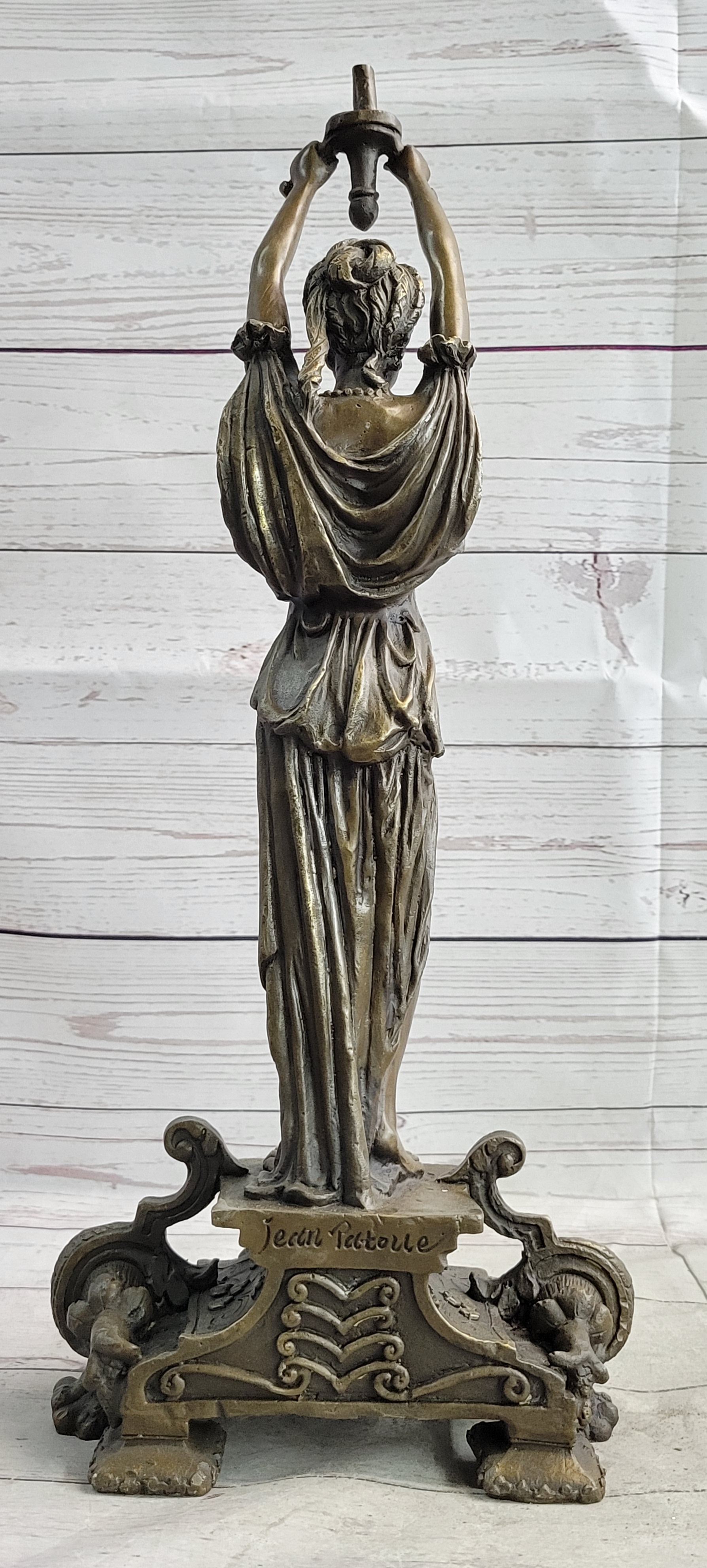 Hot Cast Bronze Sculpture of Greek Temple Priestess Holding Vessel