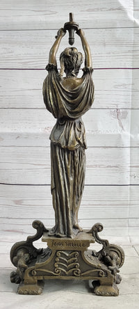 Hot Cast Bronze Sculpture of Greek Temple Priestess Holding Vessel